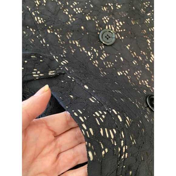 Marisa Christina Womens Black Lace Button-Down Jacket Coat Size 12 - Picture 5 of 10